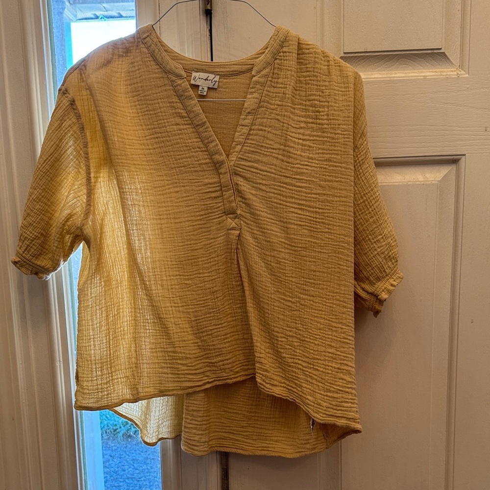 Wonderly Women's Mustard Textured Blouse